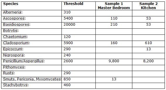 Bathroom mold testing results