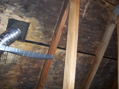 Mold growth on sheathing due to ducting.