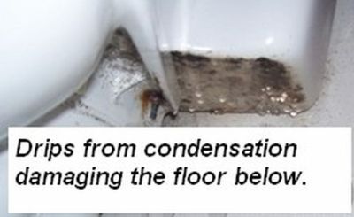 Condensation from toilet leading to mold problems.