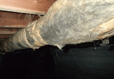 Air leaks throughout furnace ducting