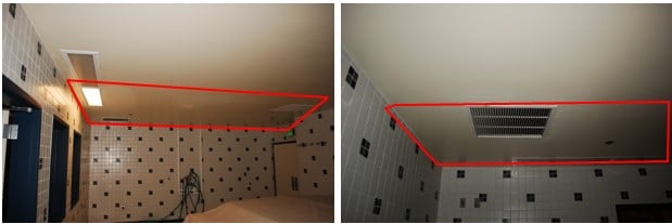 Spa room & areas of sheetrock to remove.