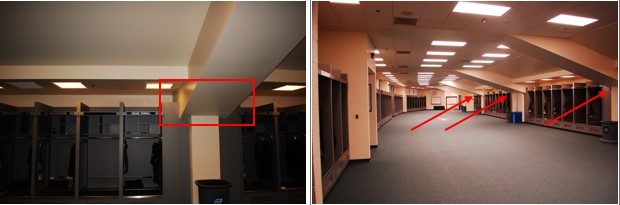 Client noted places where moisture intrusion occurred around support pillars
