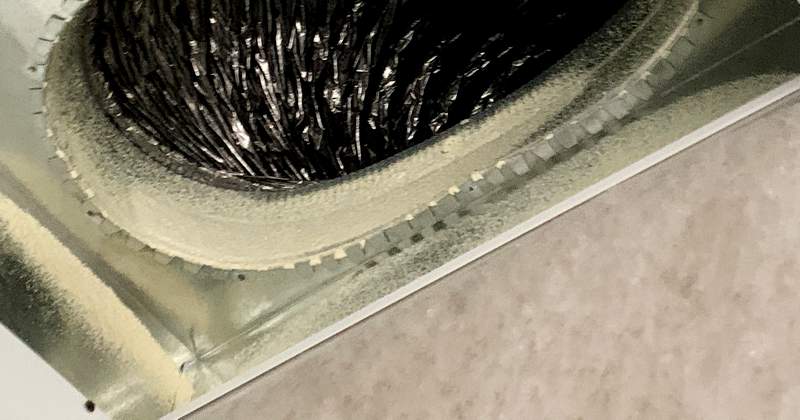 Mold or efflorescence on ducts.