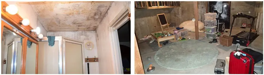 Comparison of two rooms prior to mold testing.