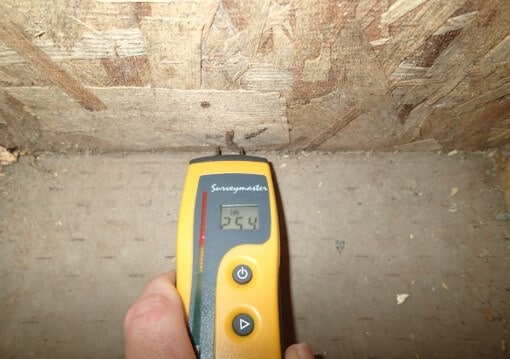 Elevated Moisture Higher at Bottom of Wall