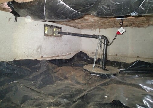 Sump pump located under craft room