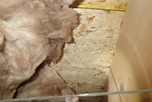Insulation pulled back in several areas, no mold/moisture issues noted