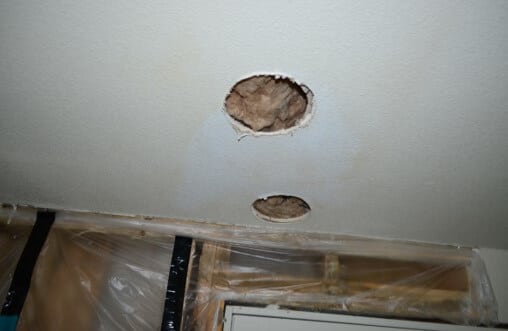 Different Textures On Ceiling Indicate Possible Previous Repairs