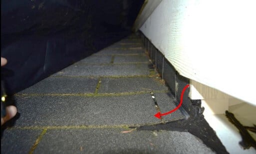 Step Flashing Installed Improperly To Funnel Water Under The Shingles