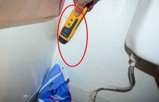 Elevated Moisture Noted In Wall Beside Tub