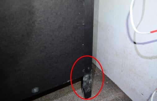 Mold Growth Noted on Backside of Dresser