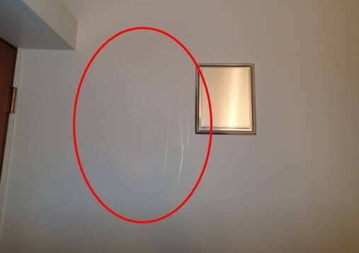 Water marks on wall from condensation dripping down
