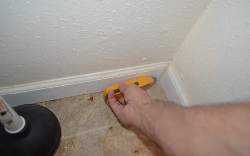 Elevated Moisture Noted At Bottom of Basement Bathroom