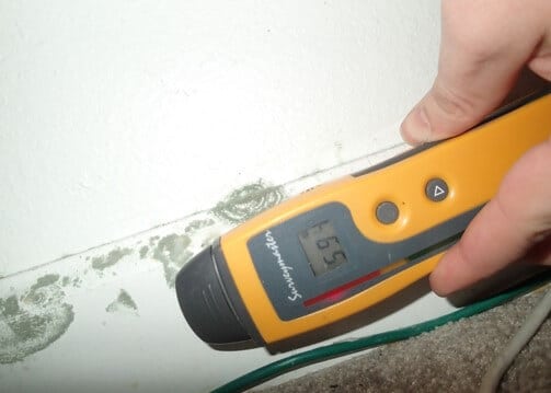 Baseboard has become wet from absorbing condensation