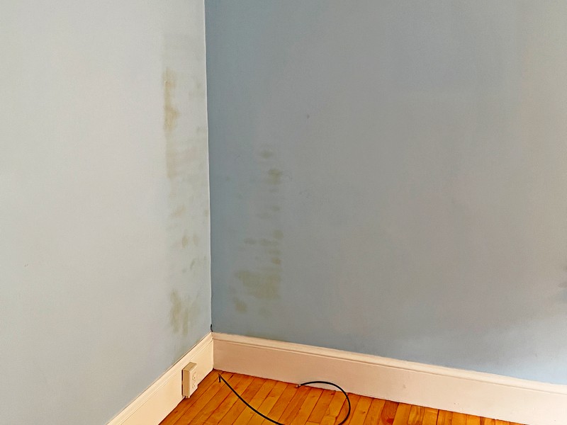 Dark staining on exterior wall