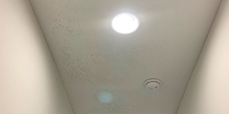 Mold spots on ceiling next to registers
