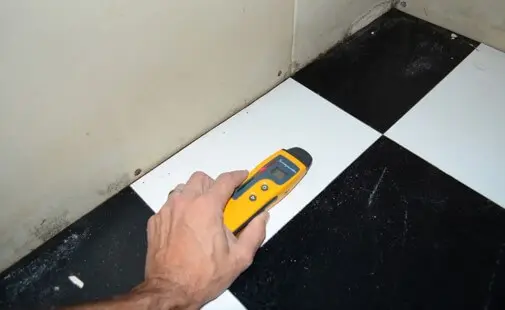 Elevated Moisture Noted Under Vinyl Tile in Closet