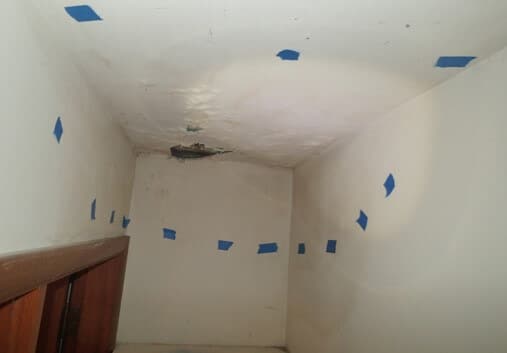 Area outlined was affected by roof leak