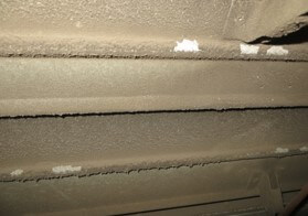 Very dirty section inside the air handler