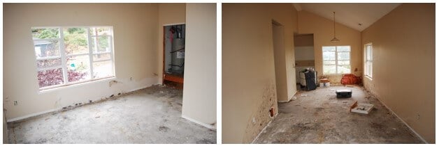 Heavy mold growth on top floor.