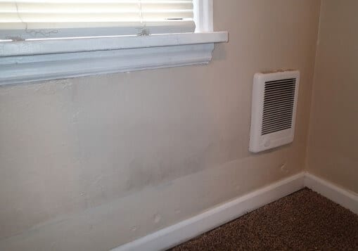 Light mold growth on the wall in the bedroom.